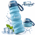 Aordghnf™ FlexSip 20 oz. Collapsible Water Bottle – Foldable Lightweight Travel Bottle with Carry Loop