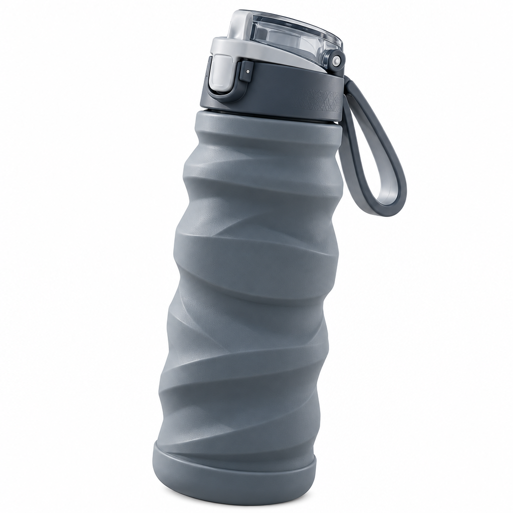 Aordghnf™ FlexSip 20 oz. Collapsible Water Bottle – Foldable Lightweight Travel Bottle with Carry Loop