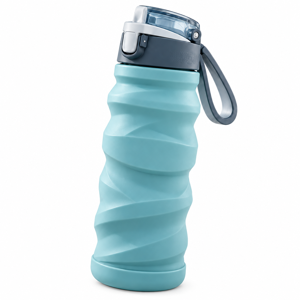 Aordghnf™ FlexSip 20 oz. Collapsible Water Bottle – Foldable Lightweight Travel Bottle with Carry Loop