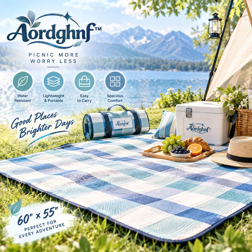 Aordghnf™ MeadowFold 60 × 55 in. Compact Picnic Blanket – Foldable Outdoor Ground Mat