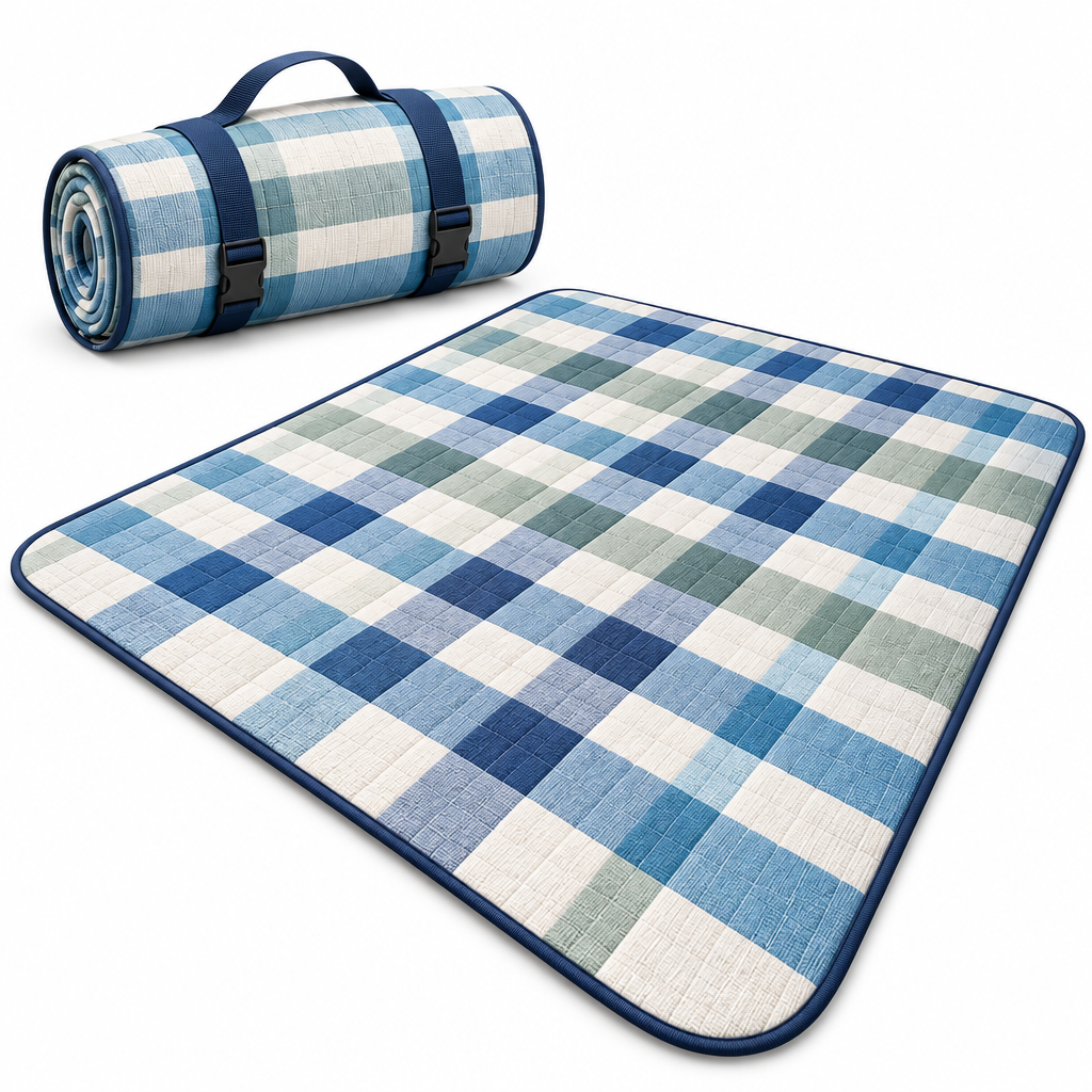 Aordghnf™ FieldNest 70 × 60 in. Padded Outdoor Picnic Blanket – Foldable Ground Mat with Carry Handle