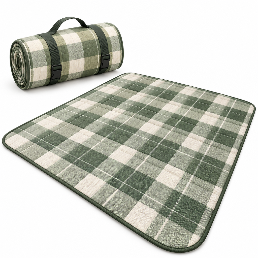 Aordghnf™ FieldNest 70 × 60 in. Padded Outdoor Picnic Blanket – Foldable Ground Mat with Carry Handle
