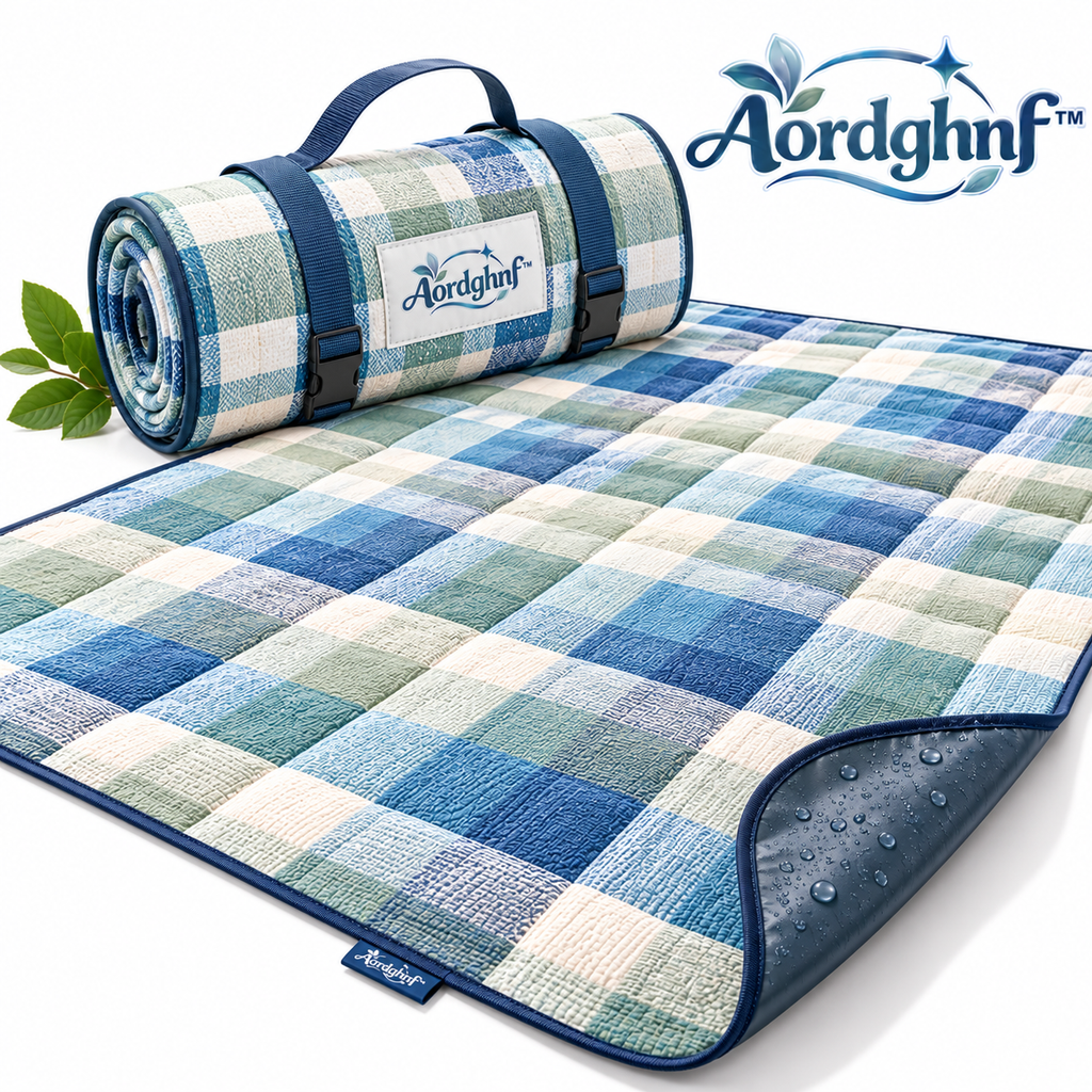 Aordghnf™ FieldNest 70 × 60 in. Padded Outdoor Picnic Blanket – Foldable Ground Mat with Carry Handle