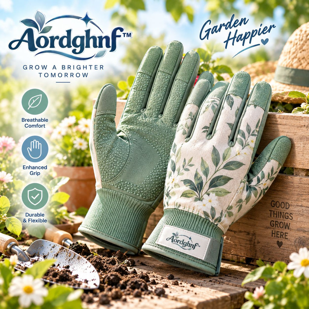 Aordghnf™ SoftRoot Lightweight Fabric Gardening Gloves – Breathable Grip Garden Work Gloves