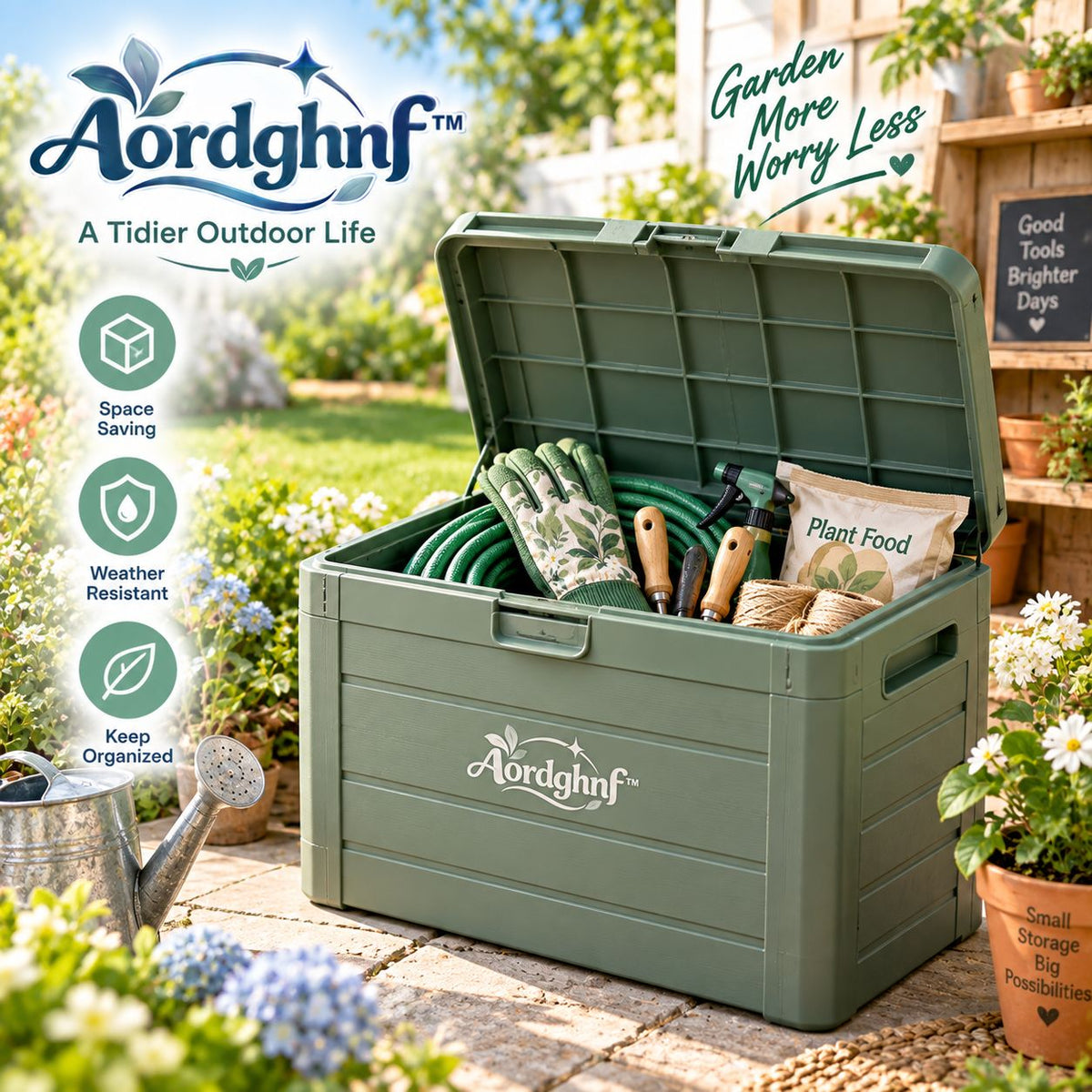Aordghnf™ YardKeep 8-Gallon Compact Outdoor Storage Box – Lidded Garden Organizer